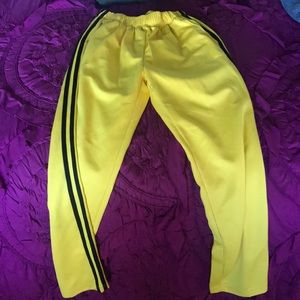 yellow track pants side stripe